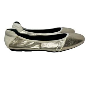HOGAN Women’s NWOB Gold Silver Cream Leather Almond Toe Ballet Flats- Size 9.5
